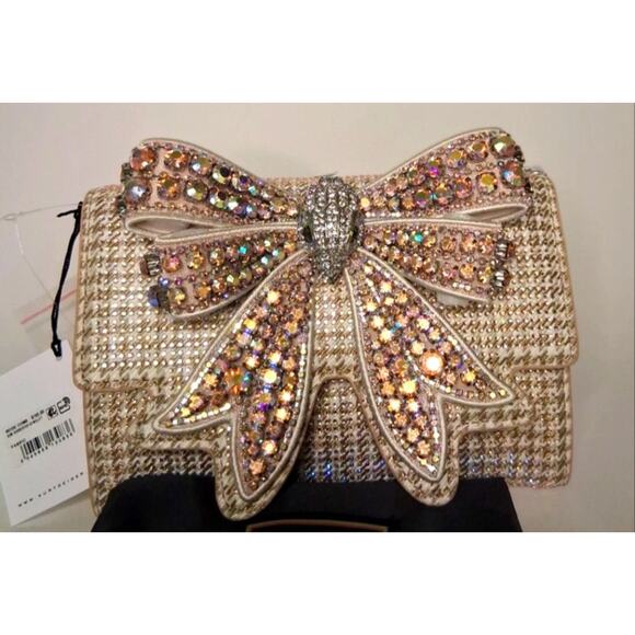 *NEW* KURT GEIGER LONDON SHOREDITCH BOW WALLET - BEIGE COMB - Picture 1 of 4